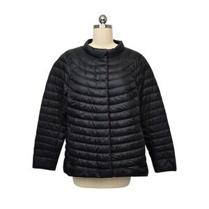 Athleta Black Quilted Goose Down Puffer Jacket Full Zip Women's Size Large